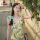 夏雨瑤吊帶碎花連衣裙子女2025夏季新款茶歇法式小個子海邊度假沙灘長裙 連衣裙 [初戀風(fēng)/溫柔風(fēng)/油畫碎花] M 【建議90-110斤】