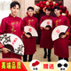 君英賢新中式伴郎服長(zhǎng)衫婚禮新郎唐裝馬褂中國(guó)風(fēng)結(jié)婚禮服男士中山裝 原版喜如意-酒紅色 M 建議126-149斤