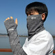 帽憶櫥防曬袖套男夏季寬松冰絲大碼護袖遮手臂冰袖釣魚護臂套袖開車手套 深灰迷彩【冰袖】+【面罩】