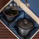 欽州坭興陶馬蹄蓋碗手抓壺不燙手茶具茶杯防燙套裝中式高端泡茶碗 黑色170ml【1蓋碗1杯】