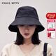 CHALL KITTY女士漁夫帽夏季遮陽防紫外線防曬帽沙灘遮陽帽太陽帽子2025新款 黑色-品牌禮盒裝高檔高級感