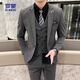 羅蒙（ROMON）男士西服套裝商務(wù)休閑中青年春季婚禮新郎正裝三件套1818深灰XL