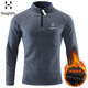 HAGLOFS火柴棍運動(dòng)T恤打底衫透氣保暖半拉鏈立領(lǐng)上衣運動(dòng)戶(hù)外休閑 灰藍色款 加絨 XL  建議130-150斤