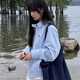 ROAR UTHAUG春季藍(lán)色外套女小個子美式棒球服春秋寬松休閑百搭翻領(lǐng)夾克上衣 藍(lán)色 【高品質(zhì)】 S