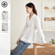 對白（DUIBAI）【AN大碼系列】法式小v領(lǐng)白色襯衫春季微胖mm設計感顯瘦長(cháng)袖襯衣 米白色 L 建議體重125-135