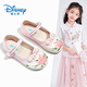 迪士尼童鞋女童春秋繡花鞋珍珠中國風(fēng)漢服鞋女孩皮鞋DF1078粉色35