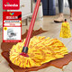 微力達德國無(wú)紡布拖把家用易拖凈地拖吸水墩布傳統擰水老式拖把 【德國品牌】黃拖把1桿2頭