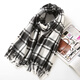 馨護士韓版休閑圍巾秋冬季男女流蘇格子防寒保暖披肩學(xué)生情侶圍巾男款 黑白大格 裝飾薄款尺寸長(cháng)175cm-寬30cm