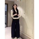 LDBE芭蕾風(fēng)假兩件長(zhǎng)袖t恤女2025新款設(shè)計(jì)感春秋季內(nèi)搭打底衫韓系上衣 藏青色 L 【110-120斤】