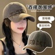 鉑吶苓帽子男棒球帽女鴨舌帽復古大頭圍顯臉小寬帽檐軟頂帽子女做舊字母 棒球帽【水洗-深灰】 XL 加大頭圍