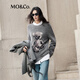 MO&Co.毛衣含綿羊毛羊駝毛馬海毛粗紡毛絨小熊圖案慵懶寬松摩安珂 中花灰色 M 165