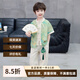漢唐貝貝男童漢服兒童古裝夏季演出服男孩小少爺公子夏款中式唐裝中式服裝 綠色漢服套裝 110