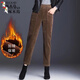 啄木鳥(niǎo)燈芯絨加絨高檔褲子秋冬季女加厚女士蘿卜褲寬松韓版哈倫褲老爹褲 咖啡色 加絨 M 建議80-100斤