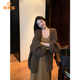 派吉鯊復(fù)古咖色毛衣外套女秋冬慵懶感寬松中長款針織開衫上衣 咖色 S 建議70-95斤