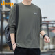 吉普（JEEP）長(cháng)袖T恤男春夏季寬松休閑上衣服男士圓領(lǐng)打底衫男裝 軍綠 XL