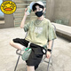 G.DUCKKIDS小黃鴨童裝男童夏裝短袖套裝夏季中大童兒童休閑衣服男孩帥氣時髦 綠色 170 cm