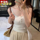 俏蓓依蕾絲小吊帶背心女帶胸墊內搭性感修身緊身短款白色打底上衣 白色打底上衣 均碼