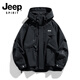 JEEP SPIRIT吉普高檔沖鋒衣外套男春秋季戶(hù)外防水防風(fēng)男士工裝夾克秋冬加絨登 J136黑色【春秋款】 M 推薦105-135斤