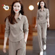 啄木鳥(niǎo)休閑運動(dòng)服套裝女士2025夏春秋季新款韓版百搭中年媽i媽裝兩件套 奶咖色 XL [建議115-125斤]