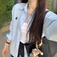 衣然呈品輕薄款襯衫女2025夏季新款百搭休閑開衫外套寬松長袖上衣打底衫女 藍(lán)色 M 【建議95-110斤】