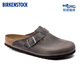 BIRKENSTOCK勃肯德國進口男女款涂油皮軟底復古Boston包頭拖鞋 灰色常規(guī)版1013255 39