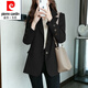皮爾卡丹（pierre cardin）西裝外套女23春秋新款網(wǎng)紅韓版休閑中長(cháng)寬松單排扣免燙外套西服職 純黑色好面料 XL 127-140斤