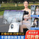 季禮信電動車雨棚蓬新款可折疊伸縮摩托車遮陽棚遮雨傘防曬雨遮陽傘不查 紫色【前檔折疊棚】需組裝 快拆支架【有鏡】后視鏡下安裝