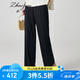 兆君2024春夏桑蠶絲新款高腰直筒褲女寬松顯瘦褲子黑色真絲長(zhǎng)褲 黑色 3XL