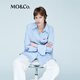 MO&Co.襯衫2025春新品高支高密棉質(zhì)藍(lán)色條紋寬松長(zhǎng)袖疊穿MBE1SHTT08 藍(lán)白條色 L 170