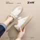 ZHR休閑鞋女復古運動(dòng)女鞋厚底增高德訓鞋百搭板鞋女 CS67 米灰 37