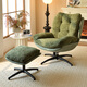 圣多堡北歐輕奢單人沙發(fā)轉椅簡(jiǎn)約現代客廳陽(yáng)臺書(shū)房設計師休閑懶人沙發(fā)椅 棉麻布深綠色-單椅【尺寸：75*90*94cm】+