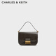 CHARLES&KEITH金屬扣翻蓋復古豆腐包單肩包包女包生日禮物新年禮物CK2-80782444 Dark Moss深苔綠色 M