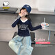 史努比（SNOOPY）童裝女童t恤兒童長(cháng)袖上衣女孩v領(lǐng)休閑衣服春季 字母V領(lǐng)T深藍