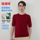 恒源祥男款短袖T恤針織衫薄款圓領(lǐng)含桑蠶絲打底衫深紅 170