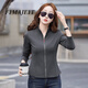 F1MAJE1T高端設計師品牌拉鏈立領(lǐng)長(cháng)袖T恤女早春秋新款打底衫開(kāi)衫外套上衣 灰色/6617 2XL 建議體重【125-135斤】
