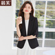 晨芙時(shí)尚小西裝外套女夏薄款小個(gè)子氣質(zhì)休閑中袖西服連衣裙職業(yè)套裝裙 單件黑色西裝 XL 建議110-120斤