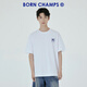 BORNCHAMPS/天生冠軍  夏季短袖T恤男女寬松圓領(lǐng)字母印花情侶款休閑百搭上衣 白色 L