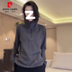 皮爾卡丹（pierre cardin）韓系半拉鏈純色連帽磨毛衛衣2025春季新款大碼休閑顯瘦絨衫 灰色 L 【105-122斤】