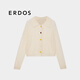 ERDOS 春夏小翻領(lǐng)鏤空翻花馬海毛桑蠶絲薄款女上衣開(kāi)衫針織衫 白 M 165/84A