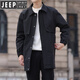 JEEP SPIRIT翻領(lǐng)風(fēng)衣外套男中長(zhǎng)款2025秋冬季新款設(shè)計(jì)感簡(jiǎn)約百搭休閑寬松 黑色 XL (140-160斤)