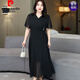 皮爾卡丹（pierre cardin）240斤特大碼短袖雪紡連衣裙女夏季200胖mm氣質(zhì)顯瘦洋氣涼爽長(zhǎng)裙子 黑色 5XL (建議170-200斤)
