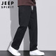 JEEP SPIRIT吉普純棉休閑褲男春夏季寬松直筒褲子男士工裝闊腿褲 黑色 3XL
