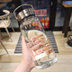 樂扣樂扣（LOCK&LOCK）1000ml超大容量玻璃杯透明帶茶隔水杯女夏ins風(fēng)男女便攜耐熱杯子 透明款1000ml 送杯刷