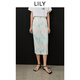 LILY2025春新款女裝氣質(zhì)新中式漆藝漸變暈染印花彈力直筒裙包臀裙 302粉綠 M