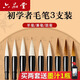 六品堂毛筆套裝初學(xué)狼毫兼毫羊毫初學(xué)者入門(mén)大中小楷書(shū)法用筆練字學(xué)生文房四寶白云筆國畫(huà)軟筆書(shū)法筆 【實(shí)用初學(xué)推薦】兼毫大中小3支裝(初學(xué)適配) 基礎款：毛筆