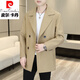 皮爾卡丹（pierre cardin）中長(cháng)款風(fēng)衣男中年休閑雙排扣西裝領(lǐng)外套高品質(zhì)英倫帥氣百搭大衣男 卡其色 M 115斤內