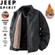 JEEP SPIRIT吉普夾克秋冬季新款男士皮衣美式潮牌復古加絨加厚外套 黑色 2XL