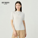 深呼吸DEEP BREATH女裝小煙管領(lǐng)三醋酸金銀絲修身短袖針織T恤衫A301240 白 M (3)