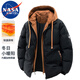 NASA MARVEL棉衣男秋冬棉服面包服長袖保暖外套加厚夾克棉襖上衣 黑色 4XL