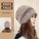 九州絲羽松鼠絨雙層針織中老年媽媽冬季堆堆帽女士編織保暖帽秋冬帽子女 燕麥色 拼接雙層保暖帽 均碼